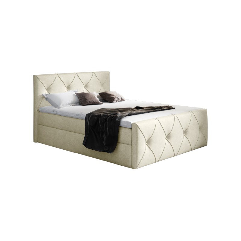 Virox Lux continental bed with a bedding storage in Monolith 02 fabric Virox Lux continental bed with a bedding storage in Monolith 02 fabric