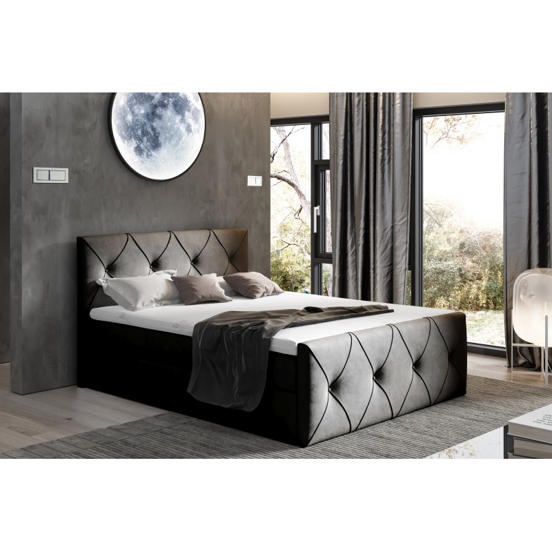 Virox Lux continental bed with a storage container for bedding, Matt Velvet 99 fabric Virox Lux continental bed with a storage container for bedding, Matt Velvet 99 fabric