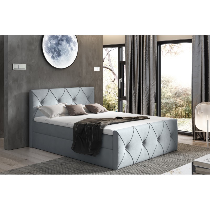 Virox Lux continental bed with a bedding container in Matt Velvet 85 fabric Virox Lux continental bed with a bedding container in Matt Velvet 85 fabric