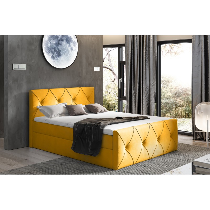 Virox Lux continental bed with bedding storage, fabric Matt velvet 48 Virox Lux continental bed with bedding storage, fabric Matt velvet 48