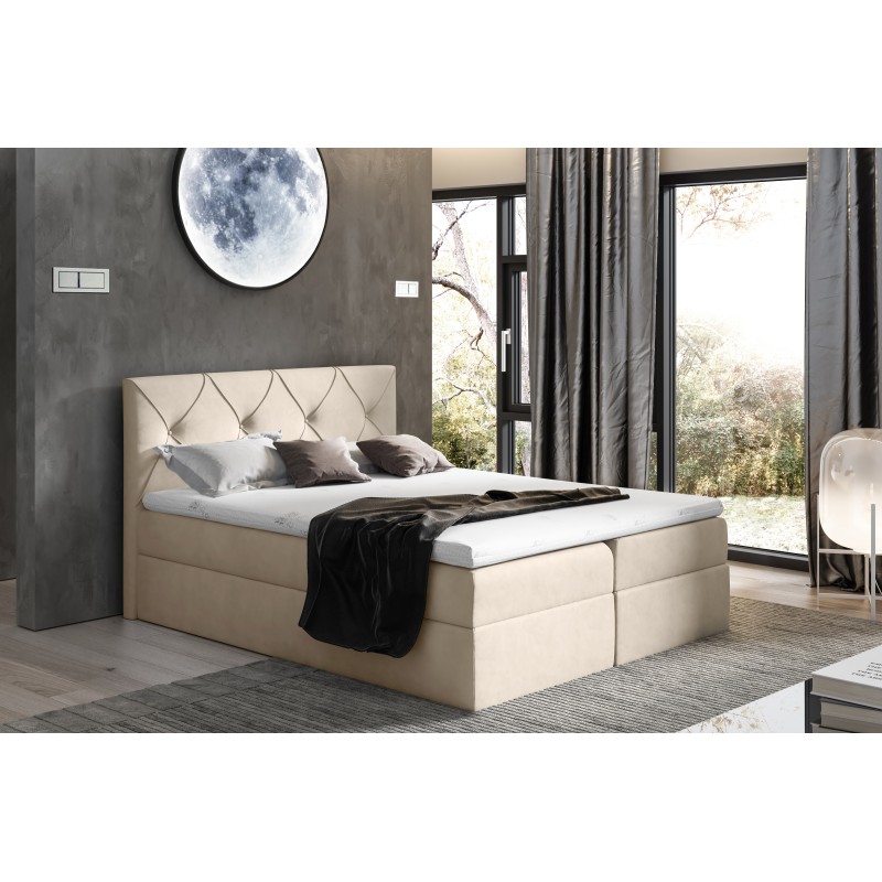 Virox continental bed with bedding storage in Matt velvet 08 fabric Virox continental bed with bedding storage in Matt velvet 08 fabric
