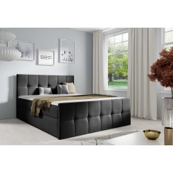Aurevo continental bed with a storage container for bedding, fabric Inari 100