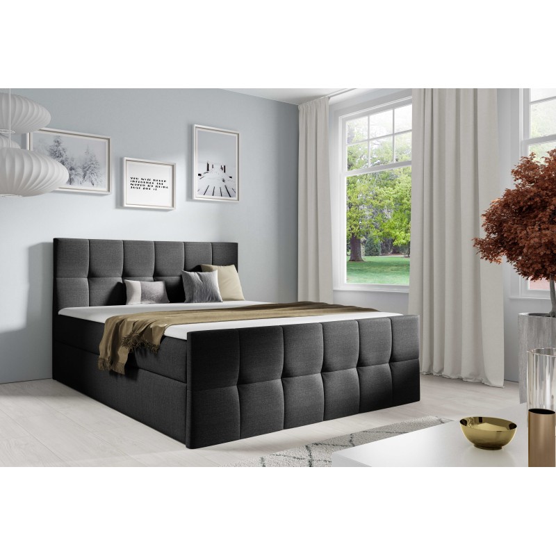 Aurevo continental bed with a storage container for bedding, fabric Inari 100