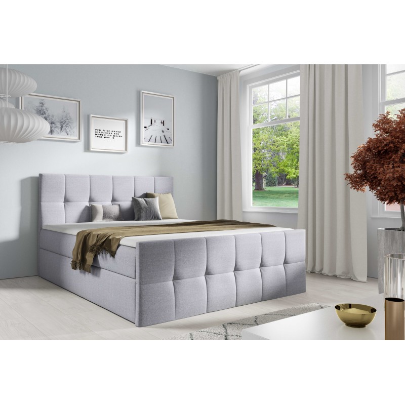 Aurevo continental bed with a bedding storage container, fabric Inari 91
