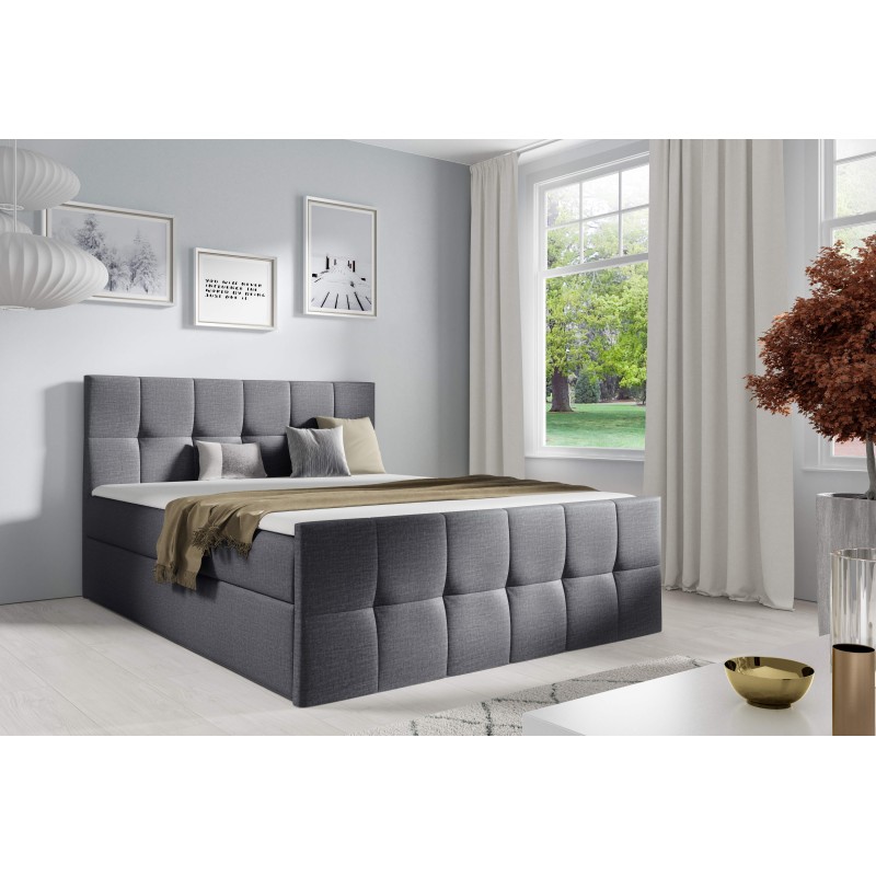 Aurevo continental bed with a bedding container in Fancy 96 fabric