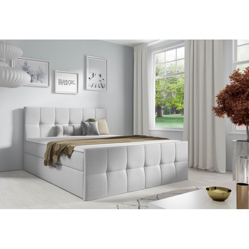 Aurevo continental bed with a bedding container, fabric Fancy 85