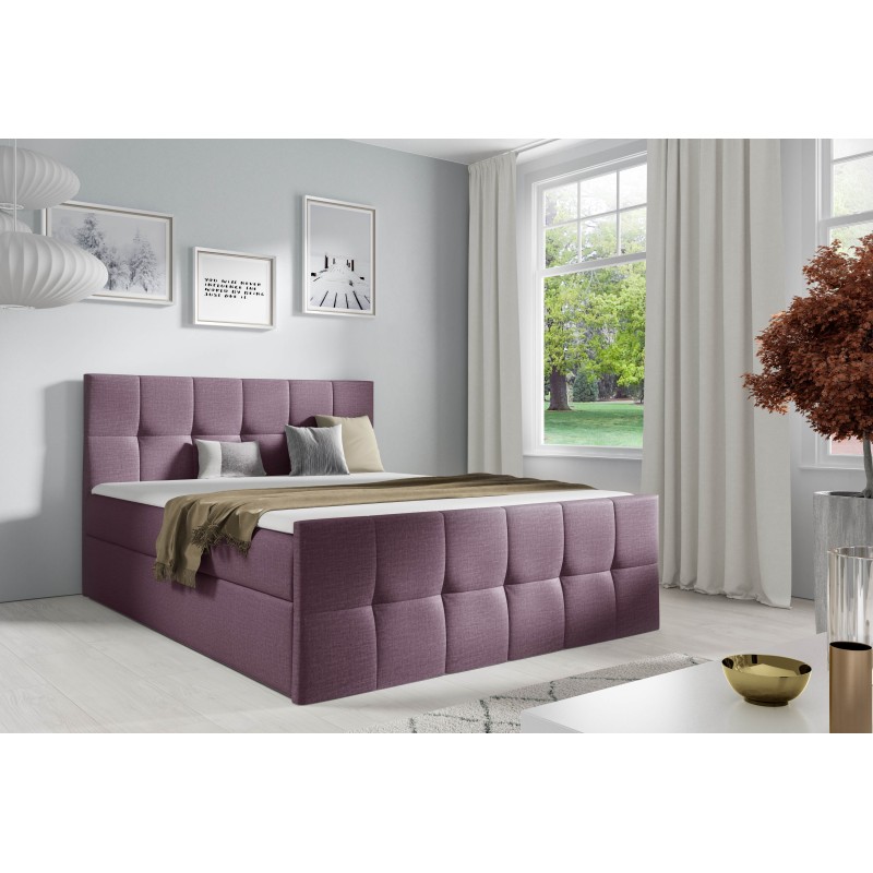 Aurevo continental bed with bedding storage in Fancy 63 fabric