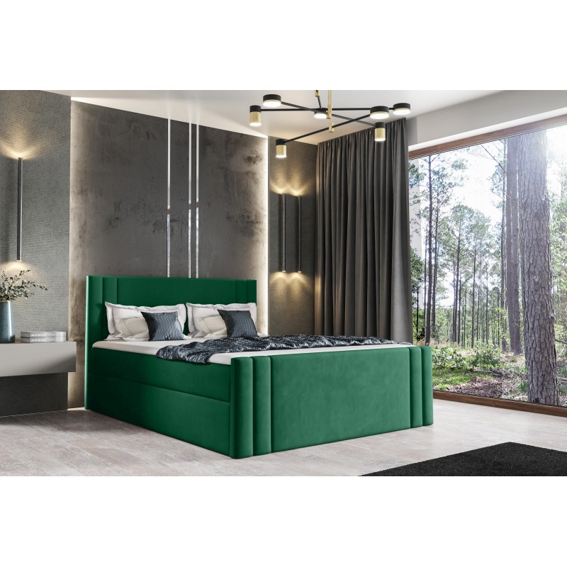 Sovo continental bed with a bedding container in Amor velvet 4311 fabric