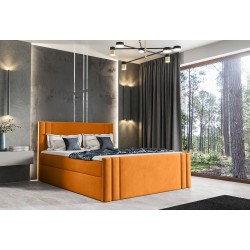 Sovo continental bed with a bedding storage in Amor velvet 4309 fabric