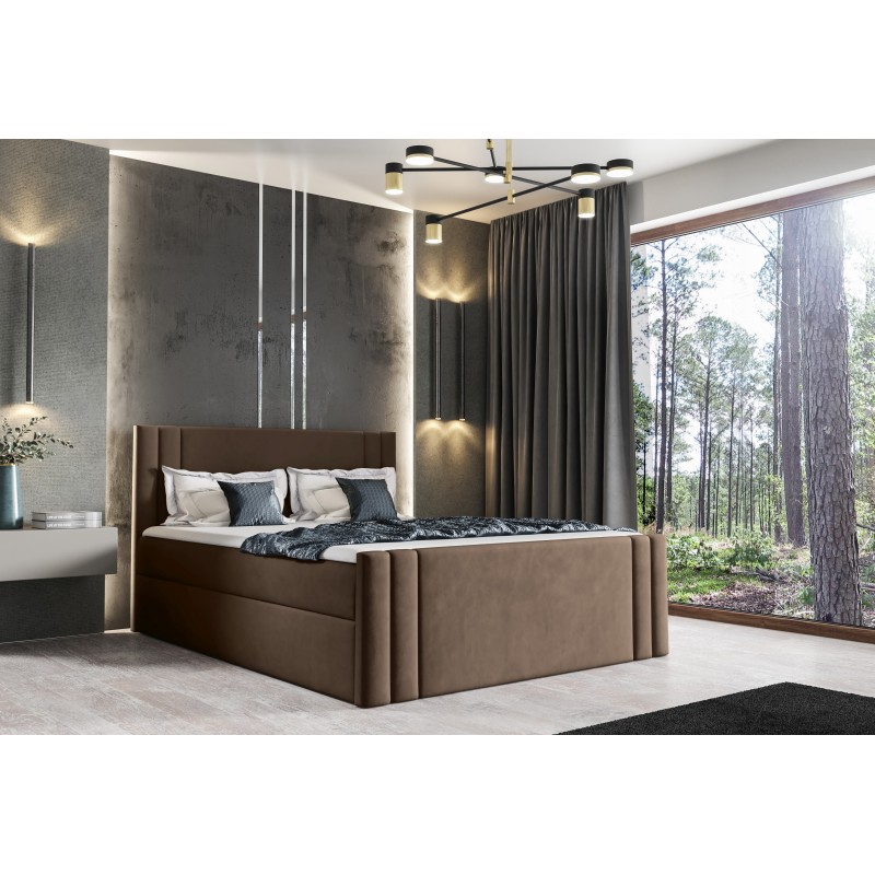 Sovo continental bed with a storage compartment for bedding, fabric Amor velvet 4301