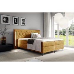 Arius Continental Bed Decorative Quilting with LED Lighting on the Headboard Monolith 48 Fabric