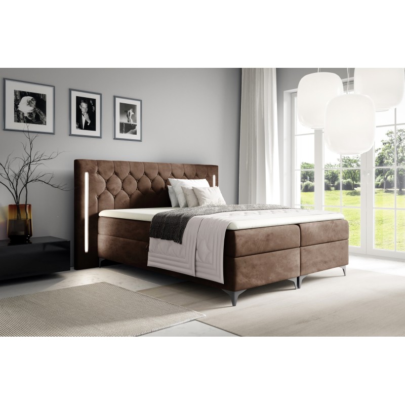 Arius Continental Bed Decorative tufting with LED lighting on the headboard fabric Fresh 04