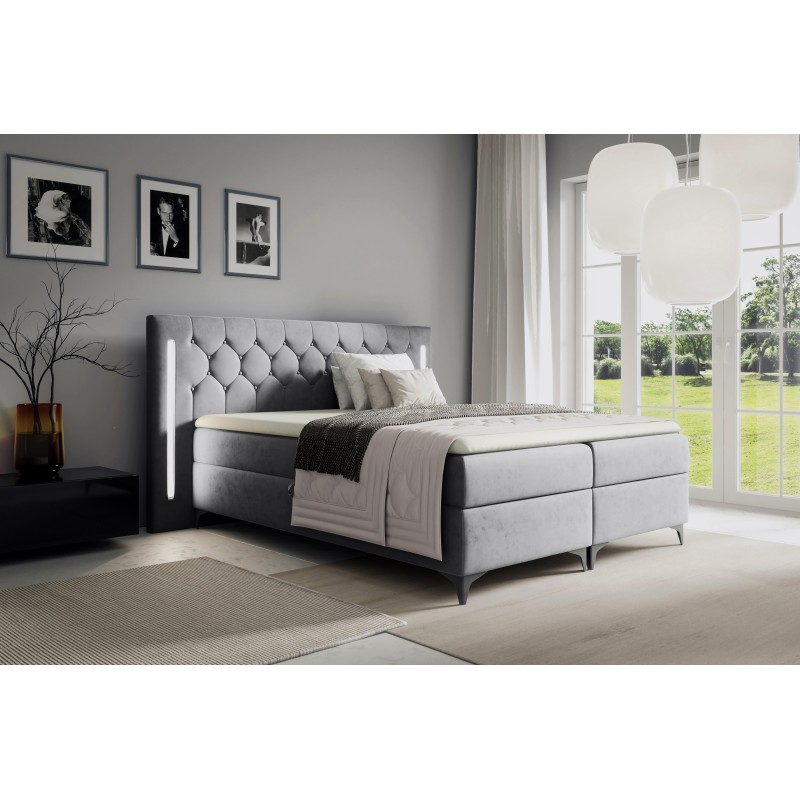 Kontinentalbett Arius Ziersteppungen mit LED-Beleuchtung am Kopfteil Stoff Fresh 32 Kontinentalbett Arius Ziersteppungen mit LED-Beleuchtung am Kopfteil Stoff Fresh 32