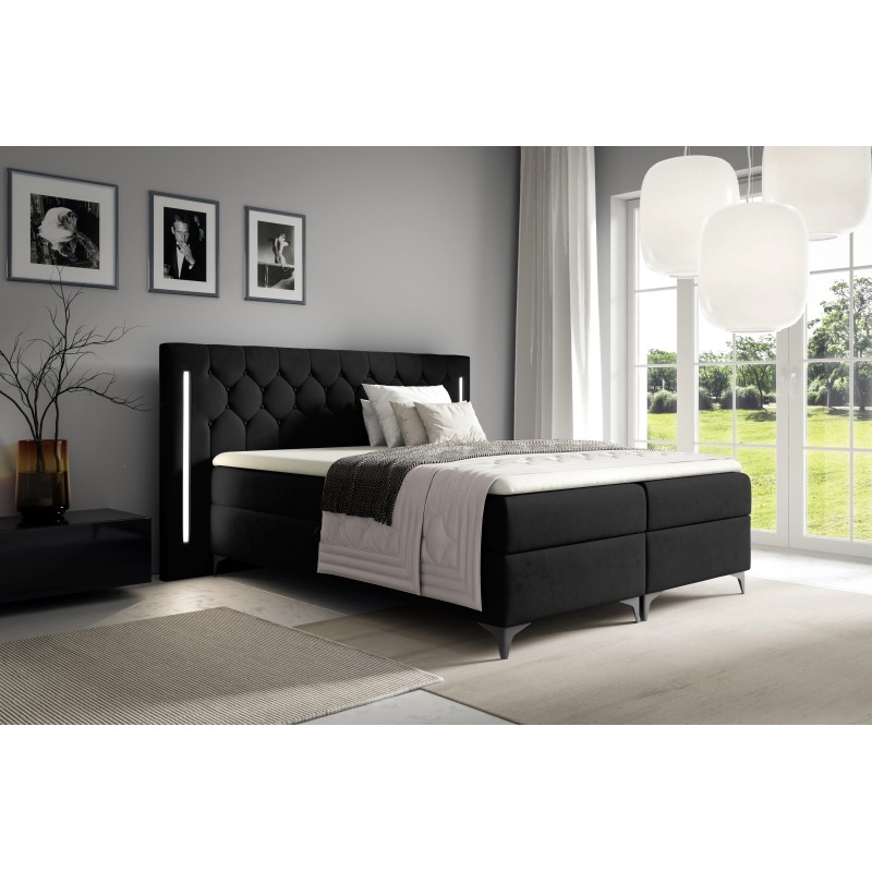 Continental bed Arius Decorative quilting with LED lighting on the headboard fabric Fresh 17
