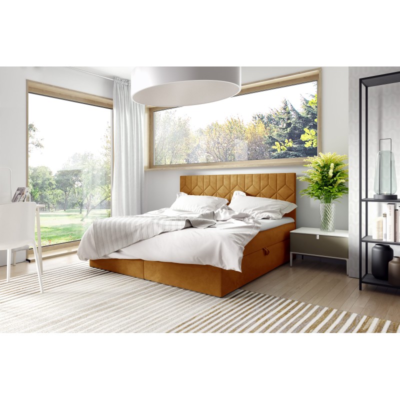 Zendo V continental bed with bedding storage, fabric Fresh 37 Zendo V continental bed with bedding storage, fabric Fresh 37