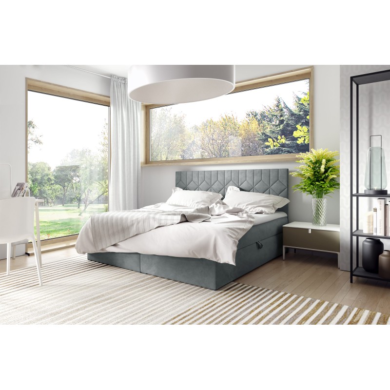 Zendo V continental bed with a bedding storage compartment in Fresh 32 fabric Zendo V continental bed with a bedding storage compartment in Fresh 32 fabric
