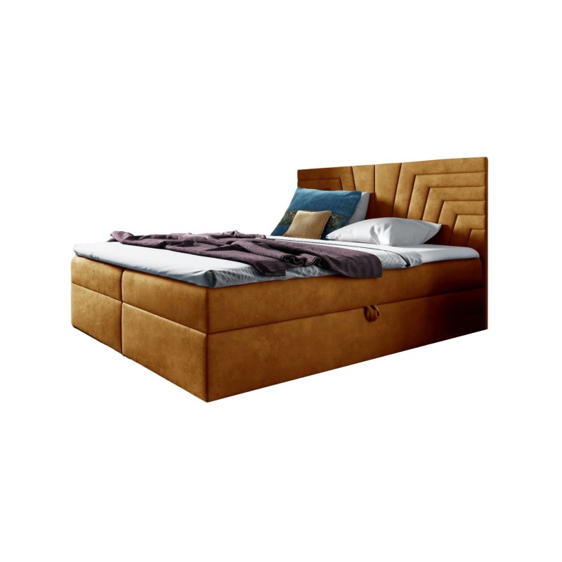 Zendo IV continental bed with a bedding container in Fresh 37 fabric Zendo IV continental bed with a bedding container in Fresh 37 fabric