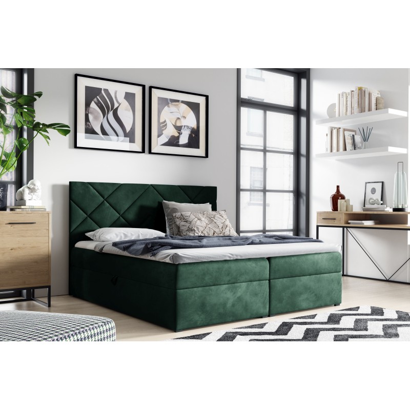 Zendo III continental bed with a bedding container in Fresh 13 fabric Zendo III continental bed with a bedding container in Fresh 13 fabric