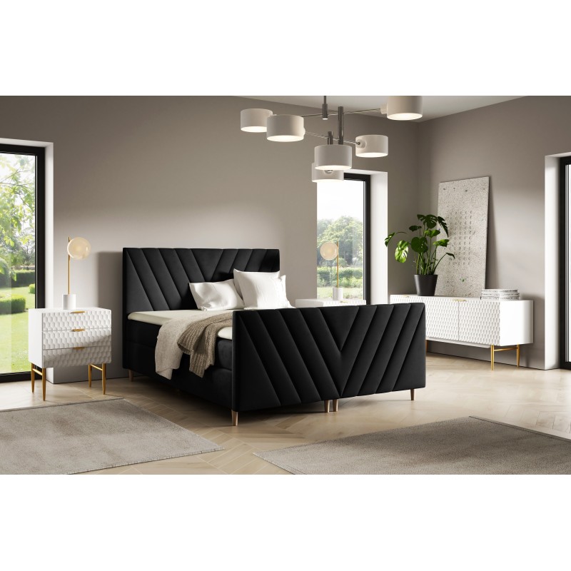 Cama continental Karo Plus con contenedor para ropa de cama, tela Fresh 17 Cama continental Karo Plus con contenedor para ropa de cama, tela Fresh 17