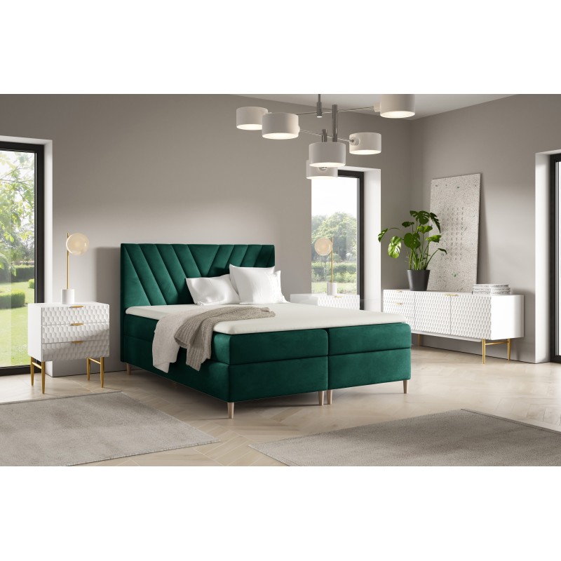 Cama continental Karo con contenedor para ropa de cama, tela Fresh 37 Cama continental Karo con contenedor para ropa de cama, tela Fresh 37