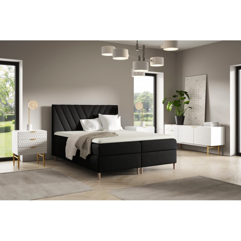 Cama continental Karo con contenedor para ropa de cama, tela Fresh 17 Cama continental Karo con contenedor para ropa de cama, tela Fresh 17