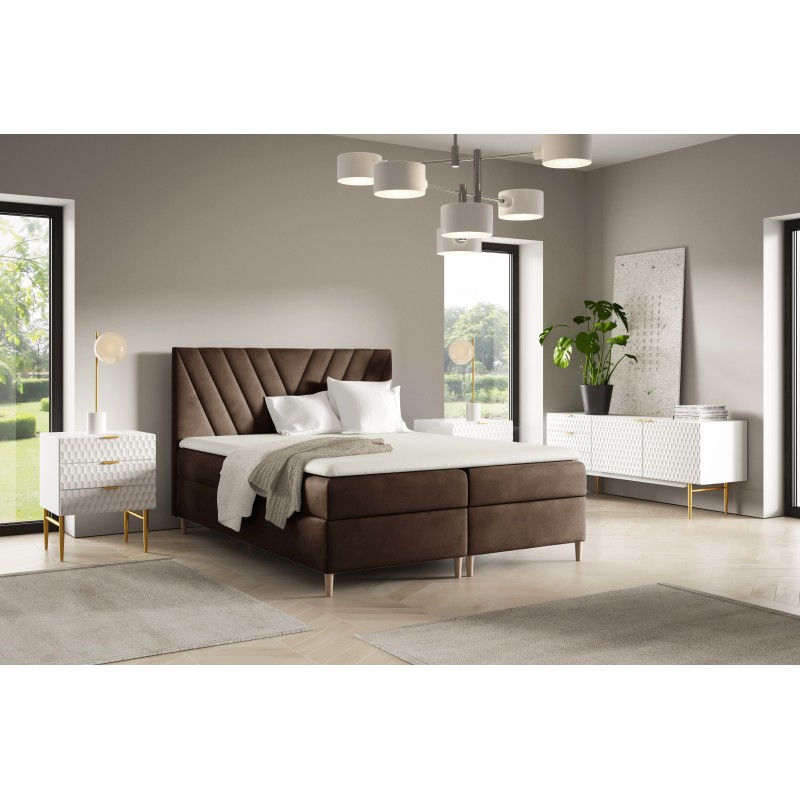 Cama continental Karo con compartimento para ropa de cama, tela Fresh 4 Cama continental Karo con compartimento para ropa de cama, tela Fresh 4