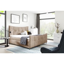 Cama continental Elmo Lux con contenedor para ropa de cama, tela Fresh 3.