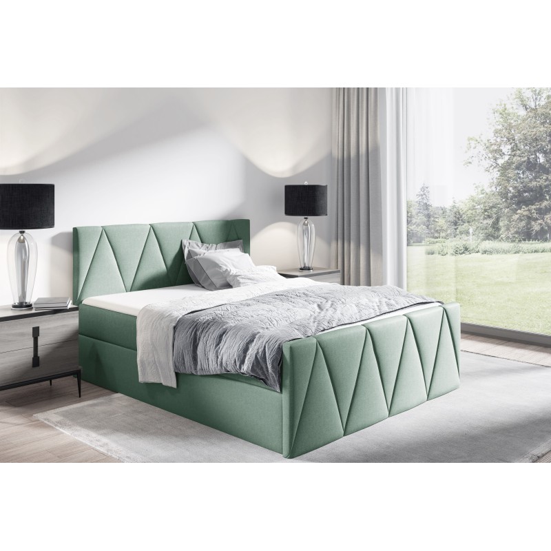 Canto Lux continental bed with a storage container for bedding, fabric Rico 18