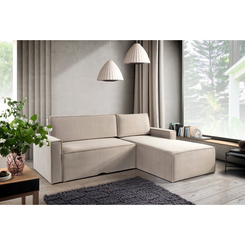 Moon corner sofa with a folding sleeping function and storage compartment Moon corner sofa with a folding sleeping function and storage compartment