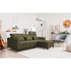 Luxury Corner Sofa Zeni with Sleeping Function in Velvet Fabric, Wave 11 | Your Place for Comfort