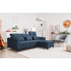 Luxury Zeni Corner Sofa with Sleeping Function in Velvet Fabric, Wave 14 | Your Place for Comfort