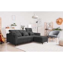 Luxury Zeni Corner Sofa with Sleeping Function in Velvet Fabric, Wave 16 | Your Place for Comfort