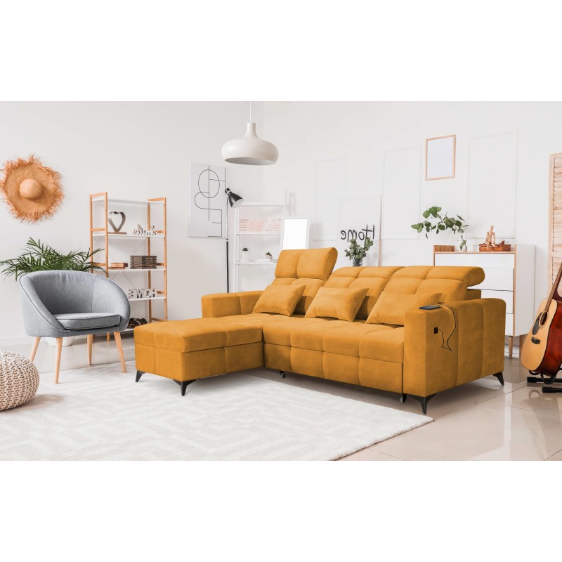 Luxury Zeni Corner Sofa with Sleeping Function in Velvet Fabric, Wave 5 | Your Place for Comfort Luxury Zeni Corner Sofa with Sleeping Function in Velvet Fabric, Wave 5 | Your Place for Comfort