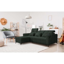 Luxury Zeni Corner Sofa with Sleeping Function in Velvet Fabric, Wave 12 | Your Place for Comfort