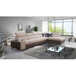 Prestige XI Maxi Corner Sofa with Sleeping Function and USB Port | Upholstered Corner Sofa Soft to the Touch, Freya 210.04 + Tau
