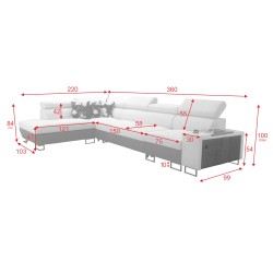 Narożnik Prestige XI Maxi z funkcją spania i portem usb tkanina Freya 210.18 + Tauro 8207 Narożnik Prestige XI Maxi z funkcją spania i portem usb tkanina Freya 210.18 + Tauro 8207