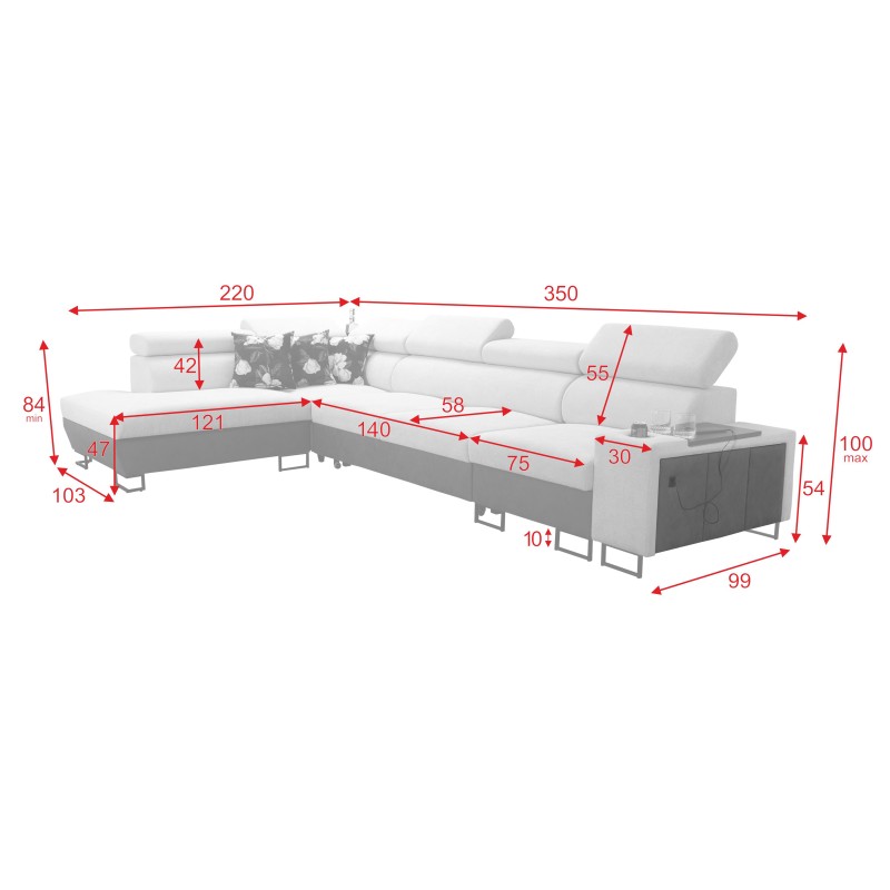 Esquina Prestige XI Mini con función para dormir y puerto USB - Suave al tacto, Freya 210.24 + Tauro 8207 Esquina Prestige XI Mini con función para dormir y puerto USB - Suave al tacto, Freya 210.24 + Tauro 8207