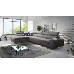 Prestige XI Mini corner sofa with a sleeping function and USB port - Soft to the touch, Freya 210.23 + Tauro 8207