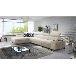Prestige XI Mini corner sofa with sleeping function and USB port - Soft to the touch, Freya 210.02 + Tauro 8203
