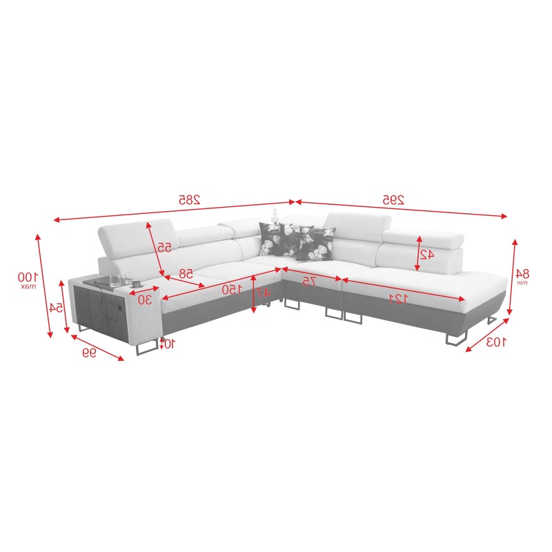 Esquina Prestige IX con función de cama y puerto USB - Suave al tacto, Freya 210.24 + Tauro 8207 Esquina Prestige IX con función de cama y puerto USB - Suave al tacto, Freya 210.24 + Tauro 8207