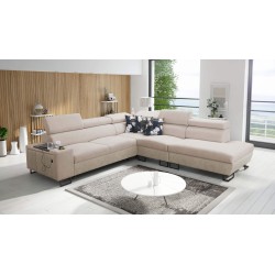 Prestige IX Corner Sofa with Sleeping Function and USB Port - Soft to the Touch, Freya 210.04 + Tauro 8203