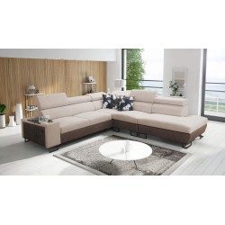 Prestige IX corner sofa with sleeping function and USB port - Soft to the touch, Freya 210.04 + Tauro 8202