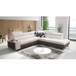Prestige IX corner sofa with sleeping function and USB port - Soft to the touch, Freya 210.02 + Tauro 8202