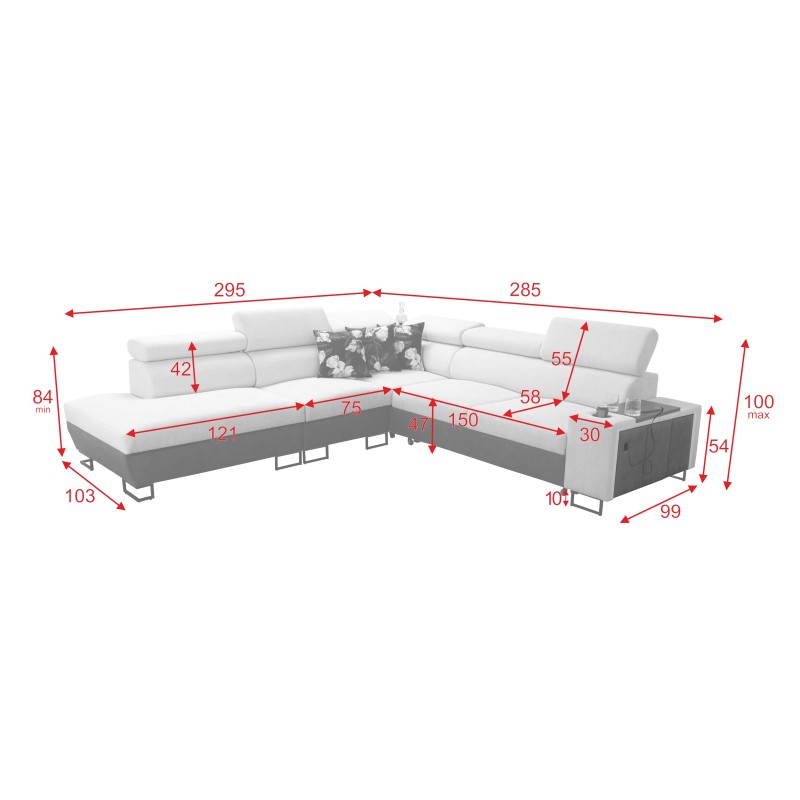 Esquina Prestige IX con función de cama y puerto USB - Suave al tacto, Freya 210.24 + Tauro 8207 Esquina Prestige IX con función de cama y puerto USB - Suave al tacto, Freya 210.24 + Tauro 8207