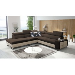 Narożnik Prestige IX z funkcją spania i portem usb tkanina Freya 210.08 + Tauro 8203