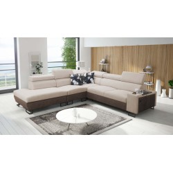 Prestige IX corner sofa with sleeping function and USB port - Soft to the touch, Freya 210.04 + Tauro 8202