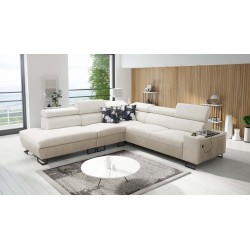 Narożnik Prestige IX z funkcją spania i portem usb tkanina Freya 210.02 + Tauro 8203