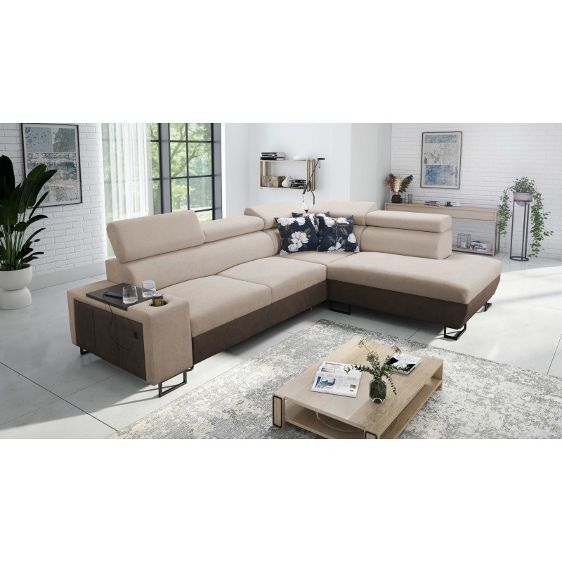 Prestige VII Corner Sofa with Soft-to-Touch Fabric, Freya 210.04 + Tauro 8202 - elegance and functionality in one.