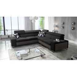 Prestige III corner sofa with sleeping function and USB port - Soft to the touch, Freya 210.25 + Tauro 8207