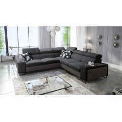 Prestige III corner sofa with sleeping function and USB port - Soft to the touch, Freya 210.24 + Tauro 8207